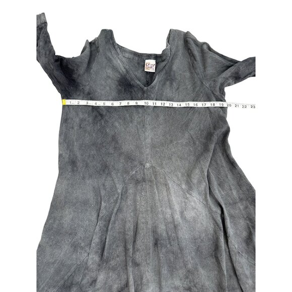 Oh My Gauze Tie Dye Maxi Dress 3/4 Sleeve Gray V-Neck Flowy Boho Women Size S/M - Picture 5 of 7